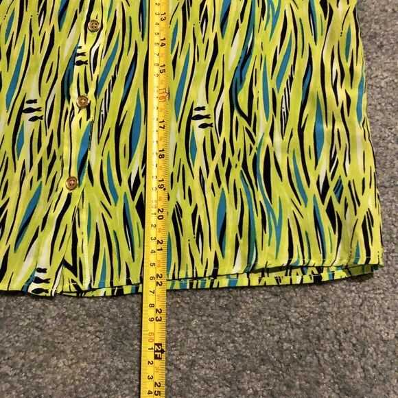 Lilly Pulitzer Silk Sleeveless Top 0 Green Blue Ruffle Button Front - Picture 7 of 11